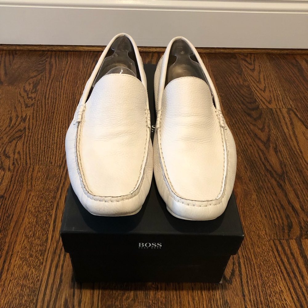 Hugo Boss White Leather Loafers